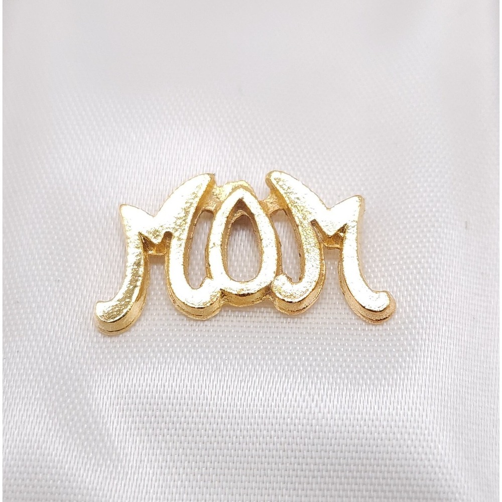 Gold Tone MOM Brooch Script Lapel Pin Vintage Mothers Day